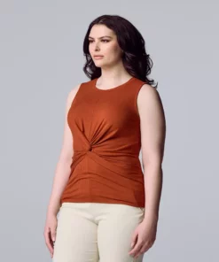 Women's Simply Vera Vera Wang Twist-Front Tank -Simply Vera Vera Wang Shop 5561348 Rusty Copper