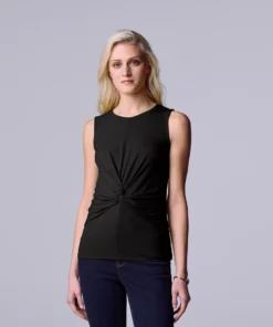 Women's Simply Vera Vera Wang Twist-Front Tank -Simply Vera Vera Wang Shop 5561348 Vera Black