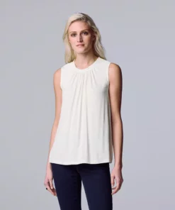 Women's Simply Vera Vera Wang Shirred Tank -Simply Vera Vera Wang Shop 5561492 White Knight