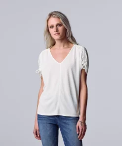 Women's Simply Vera Vera Wang Ruched-Shoulder Dolman Tee -Simply Vera Vera Wang Shop 5561866 White Knight