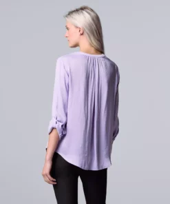 Women's Simply Vera Vera Wang Roll-Tab Sleeve Popover Blouse -Simply Vera Vera Wang Shop 5561929 ALT