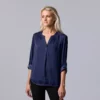 Women's Simply Vera Vera Wang Roll-Tab Sleeve Popover Blouse 2 Women's Simply Vera Vera Wang Roll-Tab Sleeve Popover Blouse -Simply Vera Vera Wang Shop 5561929 Tahlia Plum