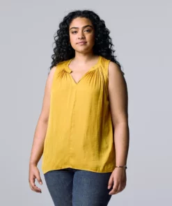 Plus Size Simply Vera Vera Wang Pintuck Sleeveless Top -Simply Vera Vera Wang Shop 5564675 Golden Ticket
