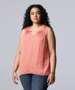 Plus Size Simply Vera Vera Wang Pintuck Sleeveless Top -Simply Vera Vera Wang Shop 5564675 Rosette