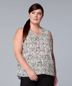 Plus Size Simply Vera Vera Wang Pintuck Sleeveless Top -Simply Vera Vera Wang Shop 5564675 Striped Texture
