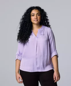 Plus Size Simply Vera Vera Wang Roll-Tab Popover Top 15 Plus Size Simply Vera Vera Wang Roll-Tab Popover Top -Simply Vera Vera Wang Shop 5564678 Megan Purple