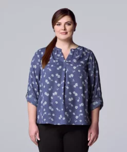 Plus Size Simply Vera Vera Wang Roll-Tab Popover Top 16 Plus Size Simply Vera Vera Wang Roll-Tab Popover Top -Simply Vera Vera Wang Shop 5564678 Scattered Petals