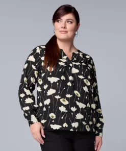 Plus Size Simply Vera Vera Wang Roll-Tab Popover Top 21 Plus Size Simply Vera Vera Wang Roll-Tab Popover Top -Simply Vera Vera Wang Shop 5564678 Stem Floral