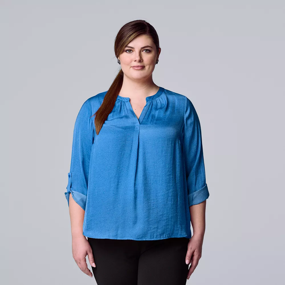 Plus Size Simply Vera Vera Wang Roll-Tab Popover Top 10 Plus Size Simply Vera Vera Wang Roll-Tab Popover Top - Image 8