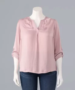 Plus Size Simply Vera Vera Wang Roll-Tab Popover Top 18 Plus Size Simply Vera Vera Wang Roll-Tab Popover Top -Simply Vera Vera Wang Shop 5564678 Washed Grape