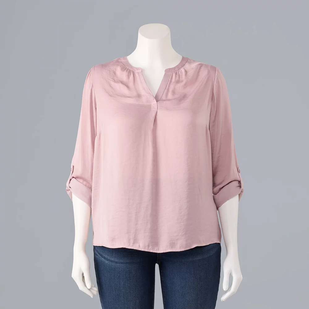 Plus Size Simply Vera Vera Wang Roll-Tab Popover Top 8 Plus Size Simply Vera Vera Wang Roll-Tab Popover Top - Image 6