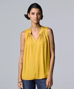 Petite Simply Vera Vera Wang Pleated Sleeveless Top -Simply Vera Vera Wang Shop 5567774 Golden Ticket
