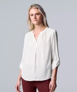 Petite Simply Vera Vera Wang Roll-Tab Popover Top 15 Petite Simply Vera Vera Wang Roll-Tab Popover Top -Simply Vera Vera Wang Shop 5568169 Modern White