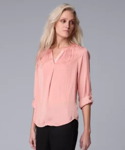 Petite Simply Vera Vera Wang Roll-Tab Popover Top 17 Petite Simply Vera Vera Wang Roll-Tab Popover Top -Simply Vera Vera Wang Shop 5568169 Rosette