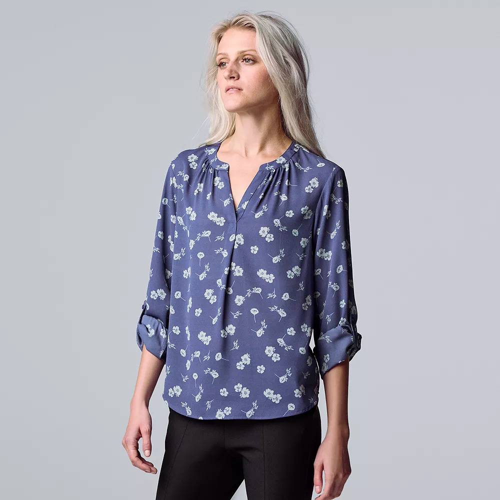 Petite Simply Vera Vera Wang Roll-Tab Popover Top 10 Petite Simply Vera Vera Wang Roll-Tab Popover Top - Image 8