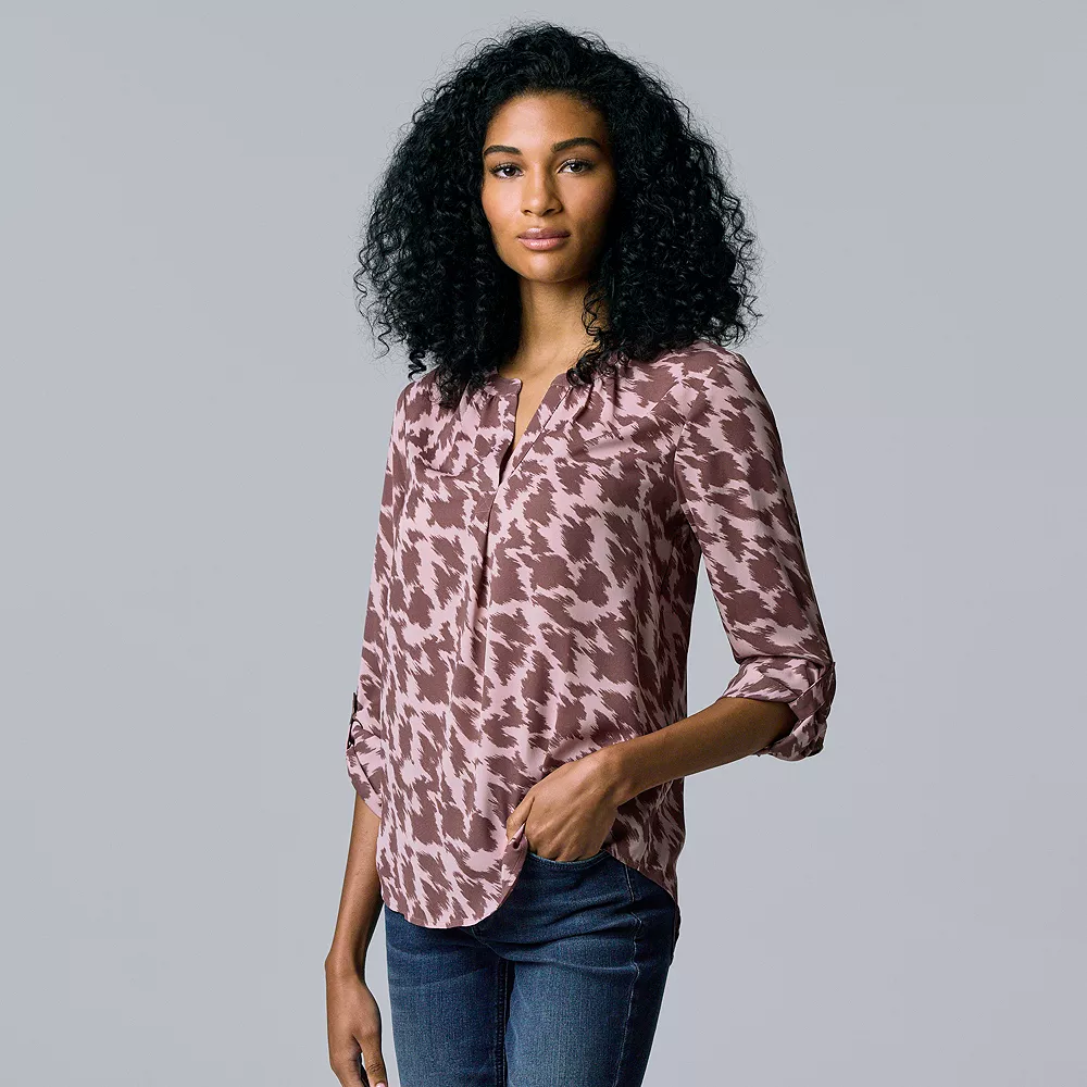 Petite Simply Vera Vera Wang Roll-Tab Popover Top 8 Petite Simply Vera Vera Wang Roll-Tab Popover Top - Image 6