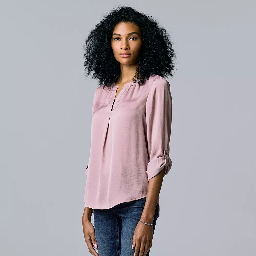 Petite Simply Vera Vera Wang Roll-Tab Popover Top 12 Petite Simply Vera Vera Wang Roll-Tab Popover Top - Image 10