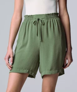 Women's Simply Vera Vera Wang High-Rise Paperbag Waist Shorts -Simply Vera Vera Wang Shop 5568343 Olive Meadow