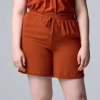 Women's Simply Vera Vera Wang High-Rise Paperbag Waist Shorts -Simply Vera Vera Wang Shop 5568343 Rusty Copper