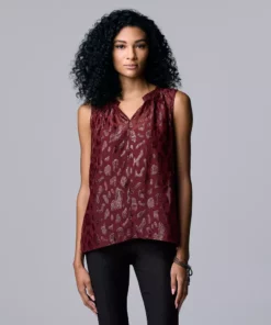 Women's Simply Vera Vera Wang Pleated Tank -Simply Vera Vera Wang Shop 5568467 Aged Wine