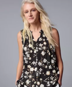 Women's Simply Vera Vera Wang Pleated Tank -Simply Vera Vera Wang Shop 5568467 Bouquet Field