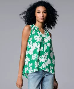 Women's Simply Vera Vera Wang Pleated Tank -Simply Vera Vera Wang Shop 5568467 Clustered Blooms C