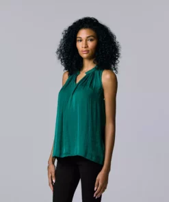 Women's Simply Vera Vera Wang Pleated Tank -Simply Vera Vera Wang Shop 5568467 Dark Teal
