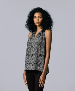 Women's Simply Vera Vera Wang Pleated Tank -Simply Vera Vera Wang Shop 5568467 Floral Lace