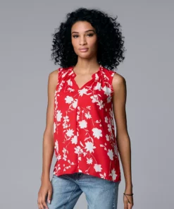 Women's Simply Vera Vera Wang Pleated Tank -Simply Vera Vera Wang Shop 5568467 Large Bouquet Field