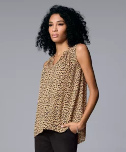 Women's Simply Vera Vera Wang Pleated Tank -Simply Vera Vera Wang Shop 5568467 Mini Sketch Texture