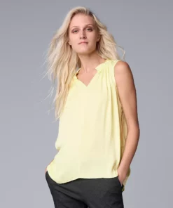 Women's Simply Vera Vera Wang Pleated Tank -Simply Vera Vera Wang Shop 5568467 Real Lemon