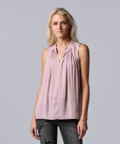 Women's Simply Vera Vera Wang Pleated Tank -Simply Vera Vera Wang Shop 5568467 Washed Grape