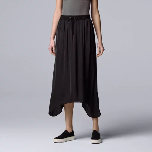Women's Simply Vera Vera Wang Sharkbite-Hem Midi Skirt 8 Women's Simply Vera Vera Wang Sharkbite-Hem Midi Skirt -Simply Vera Vera Wang Shop 5569451 Vera Black