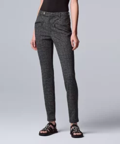 Women's Simply Vera Vera Wang High-Rise Ponte Skinny Pants -Simply Vera Vera Wang Shop 5573016 Grey Plaid