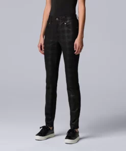 Women's Simply Vera Vera Wang High-Rise Ponte Skinny Pants -Simply Vera Vera Wang Shop 5577522 Grey Coated Plaid