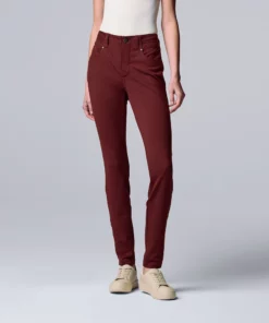 Women's Simply Vera Vera Wang High-Rise Ponte Skinny Pants -Simply Vera Vera Wang Shop 5577522 Maroon Heart