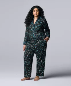 Plus Size Simply Vera Vera Wang Cozy 3-pc. Long Sleeve Pajama Shirt, Pajama Pants & Matching Headband Sleep Set -Simply Vera Vera Wang Shop 5582802 ALT2
