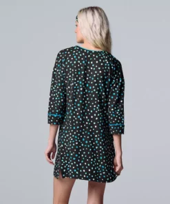 Women's Simply Vera Vera Wang 3/4 Sleeve Cozy Henley Sleepshirt with Matching Headband -Simply Vera Vera Wang Shop 5582805 ALT