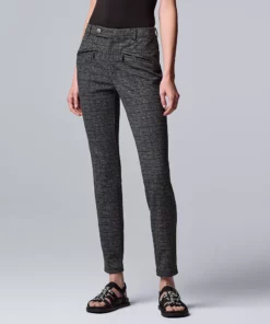 Petite Simply Vera Vera Wang High-Waisted Seamed Ponte Skinny Pants -Simply Vera Vera Wang Shop 5586452 Grey Plaid
