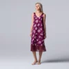 Women's Simply Vera Vera Wang Long Chemise with Chiffon and Satin Trim -Simply Vera Vera Wang Shop 5588967 Aubergine Floral
