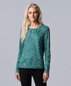 Women's Simply Vera Vera Wang Textured Crewneck Tee -Simply Vera Vera Wang Shop 5684498 Dark Teal