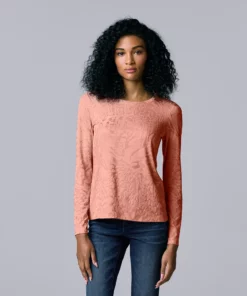 Women's Simply Vera Vera Wang Textured Crewneck Tee -Simply Vera Vera Wang Shop 5684498 Rosette