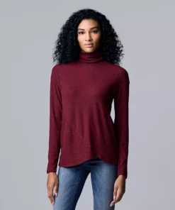 Petite Simply Vera Vera Wang Cozy Asymmetrical-Hem Turtleneck 11 Petite Simply Vera Vera Wang Cozy Asymmetrical-Hem Turtleneck -Simply Vera Vera Wang Shop 5688947 Aged Wine