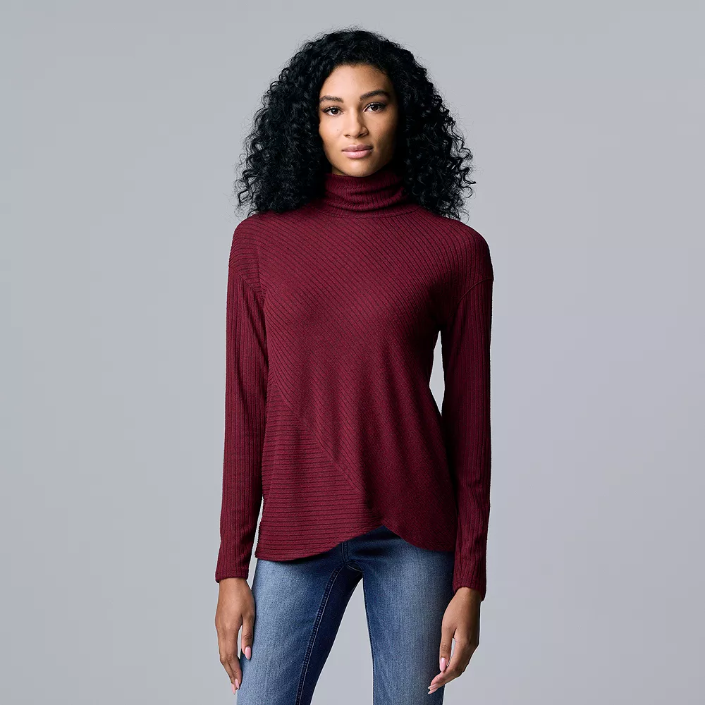 Petite Simply Vera Vera Wang Cozy Asymmetrical-Hem Turtleneck 7 Petite Simply Vera Vera Wang Cozy Asymmetrical-Hem Turtleneck - Image 5