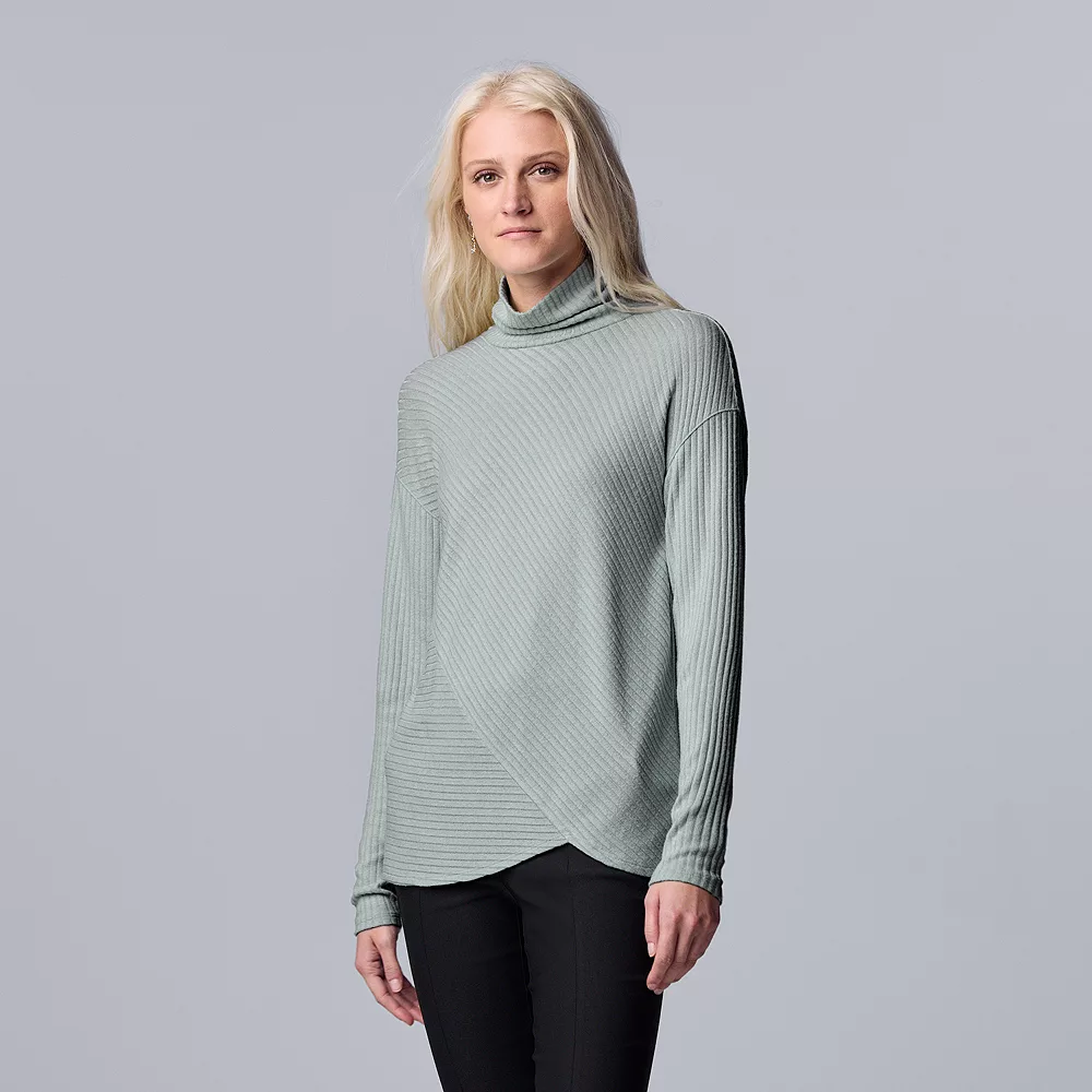 Petite Simply Vera Vera Wang Cozy Asymmetrical-Hem Turtleneck 4 Petite Simply Vera Vera Wang Cozy Asymmetrical-Hem Turtleneck - Image 2