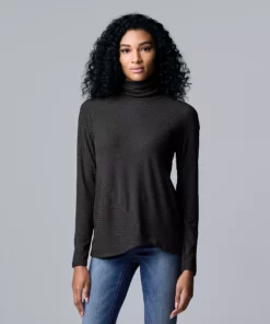 Petite Simply Vera Vera Wang Cozy Asymmetrical-Hem Turtleneck 9 Petite Simply Vera Vera Wang Cozy Asymmetrical-Hem Turtleneck -Simply Vera Vera Wang Shop 5688947 Vera Black
