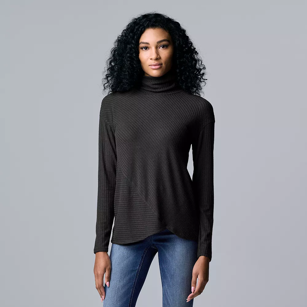 Petite Simply Vera Vera Wang Cozy Asymmetrical-Hem Turtleneck 5 Petite Simply Vera Vera Wang Cozy Asymmetrical-Hem Turtleneck - Image 3