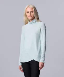 Women's Simply Vera Vera Wang Asymmetrical Ribbed Turtleneck Top -Simply Vera Vera Wang Shop 5695759 Seattle Sky