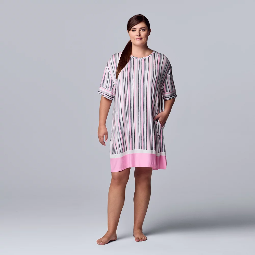 Plus Size Simply Vera Vera Wang Short Sleeve Sleepshirt 4 Plus Size Simply Vera Vera Wang Short Sleeve Sleepshirt - Image 2