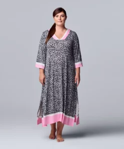 Plus Size Simply Vera Vera Wang 3/4 Sleeve Maxi Caftan